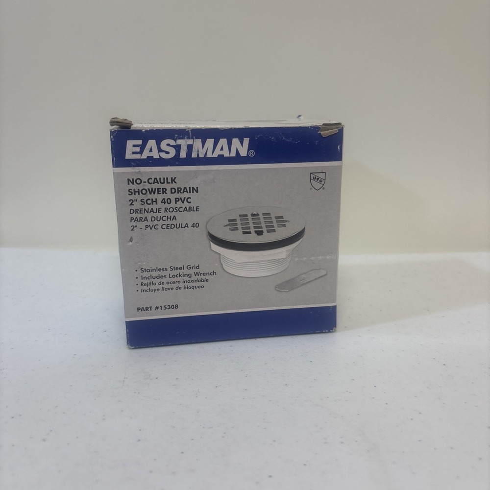 Eastman No Caulk‎ Shower Drain Stainless Steel 2" SCH 40 PVC #15308 Open Box New